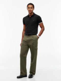 Slim Fit Flag Cuff Smooth Cotton Polo — Black 2