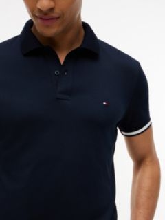 Slim Fit Flag Cuff Smooth Cotton Polo — Navy Blue 3