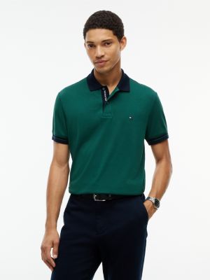 Regular Fit Tipped Smooth Cotton Polo, Ornamental Green