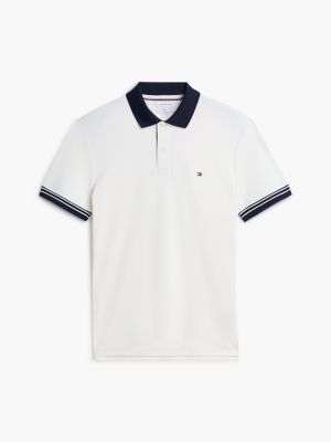 Мужское поло Tommy Hilfiger Regular Fit Tipped Smooth Cotton Polo, цвет: Слоновая кость — фото 5