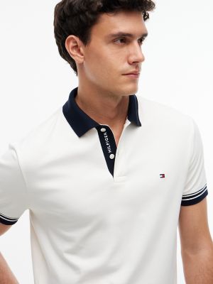 Мужское поло Tommy Hilfiger Regular Fit Tipped Smooth Cotton Polo, цвет: Слоновая кость — фото 3