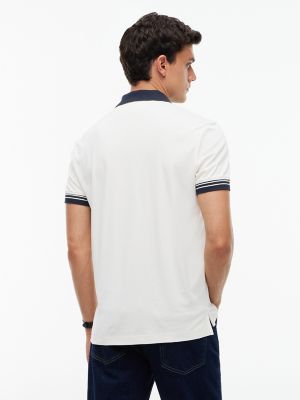 Мужское поло Tommy Hilfiger Regular Fit Tipped Smooth Cotton Polo, цвет: Слоновая кость — фото 4
