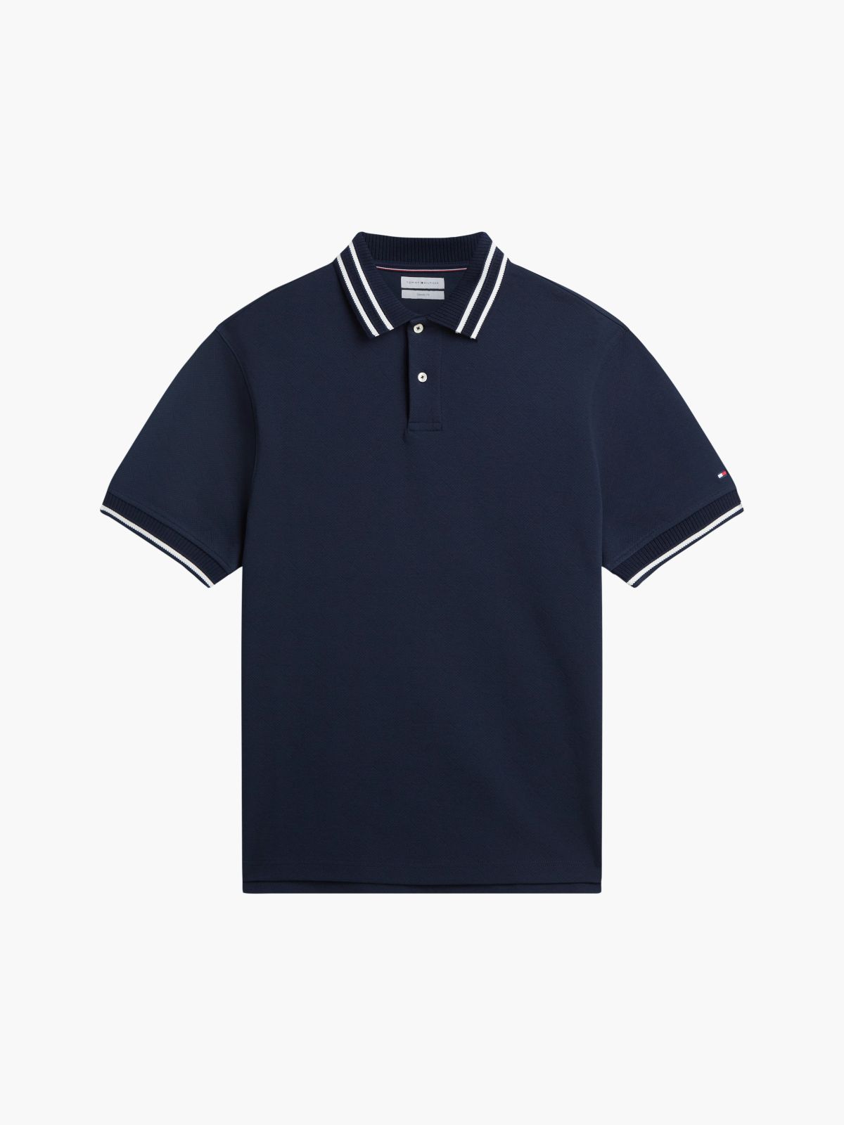 Regular Fit Foulard Jacquard Polo — Navy Blue