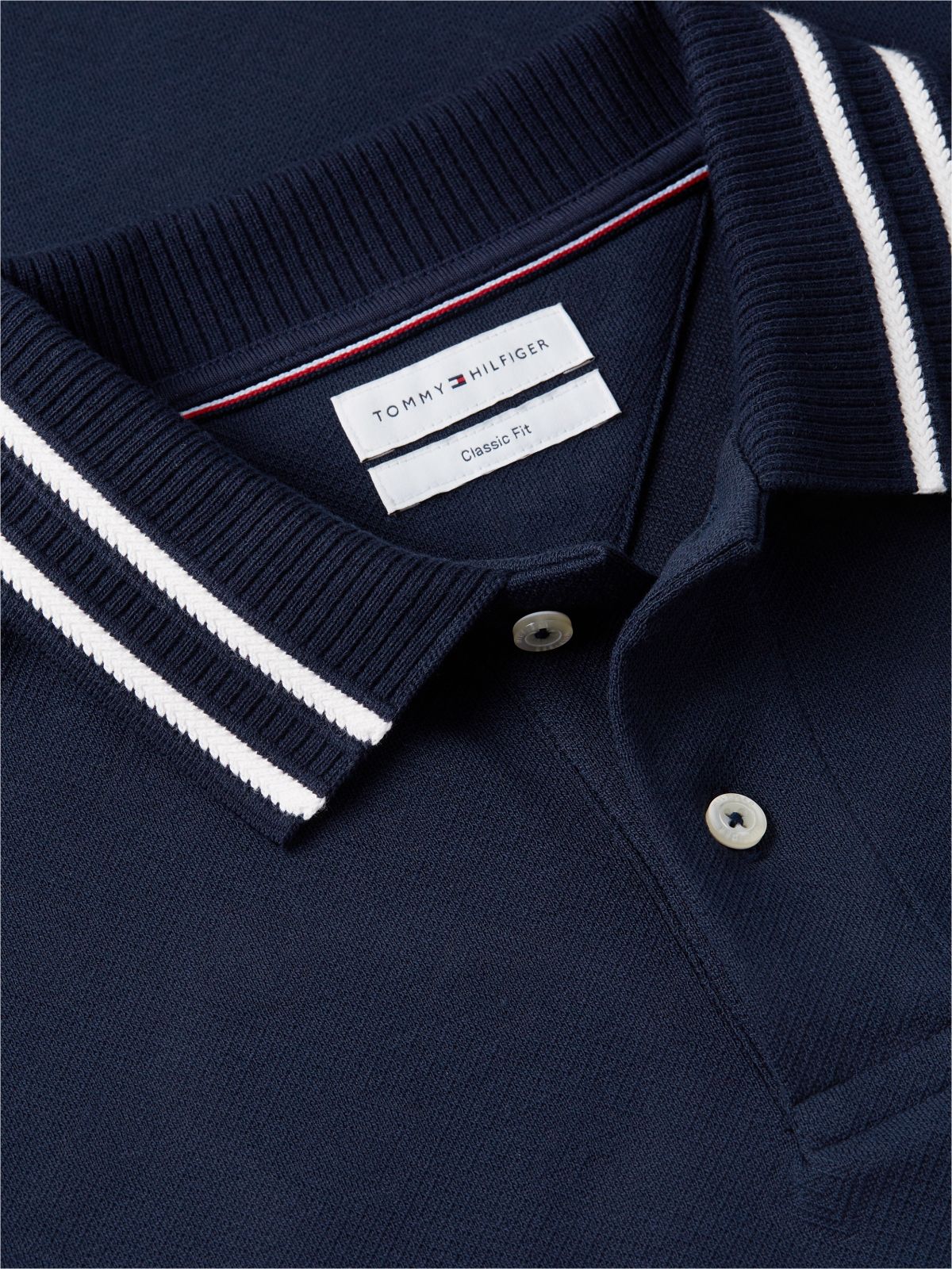 Regular Fit Foulard Jacquard Polo — Navy Blue