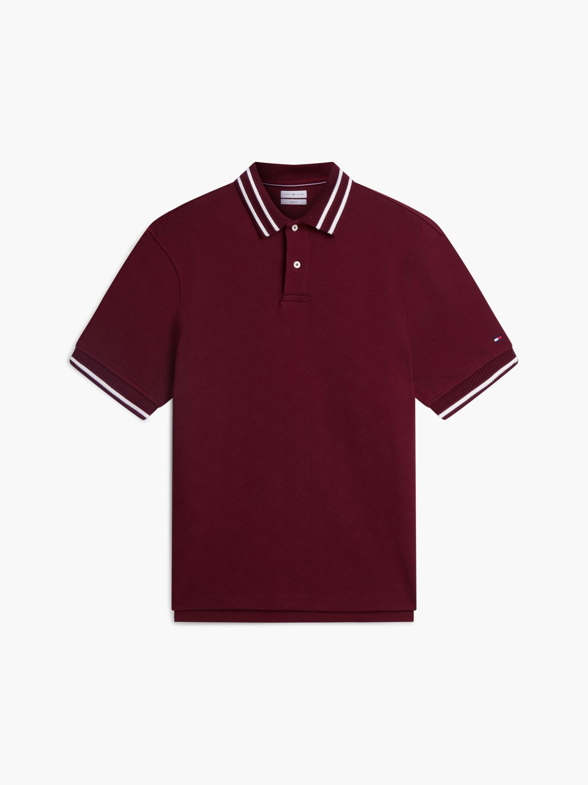 Regular Fit Foulard Jacquard Polo — Burgundy
