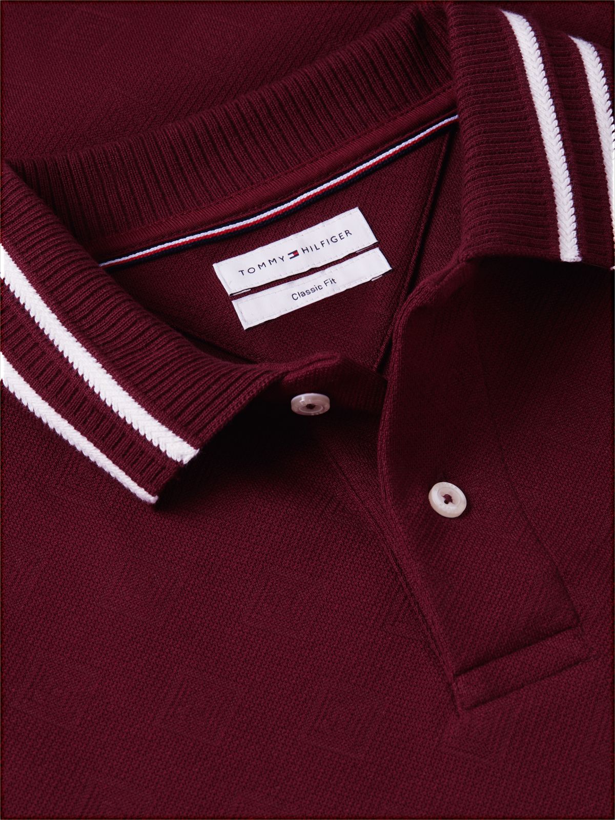 Regular Fit Foulard Jacquard Polo — Burgundy