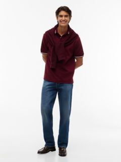 Regular Fit Foulard Jacquard Polo — Burgundy 2