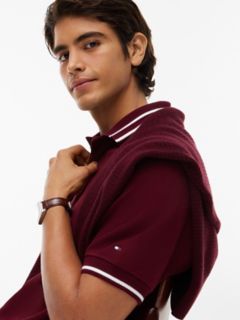 Regular Fit Foulard Jacquard Polo — Burgundy 3