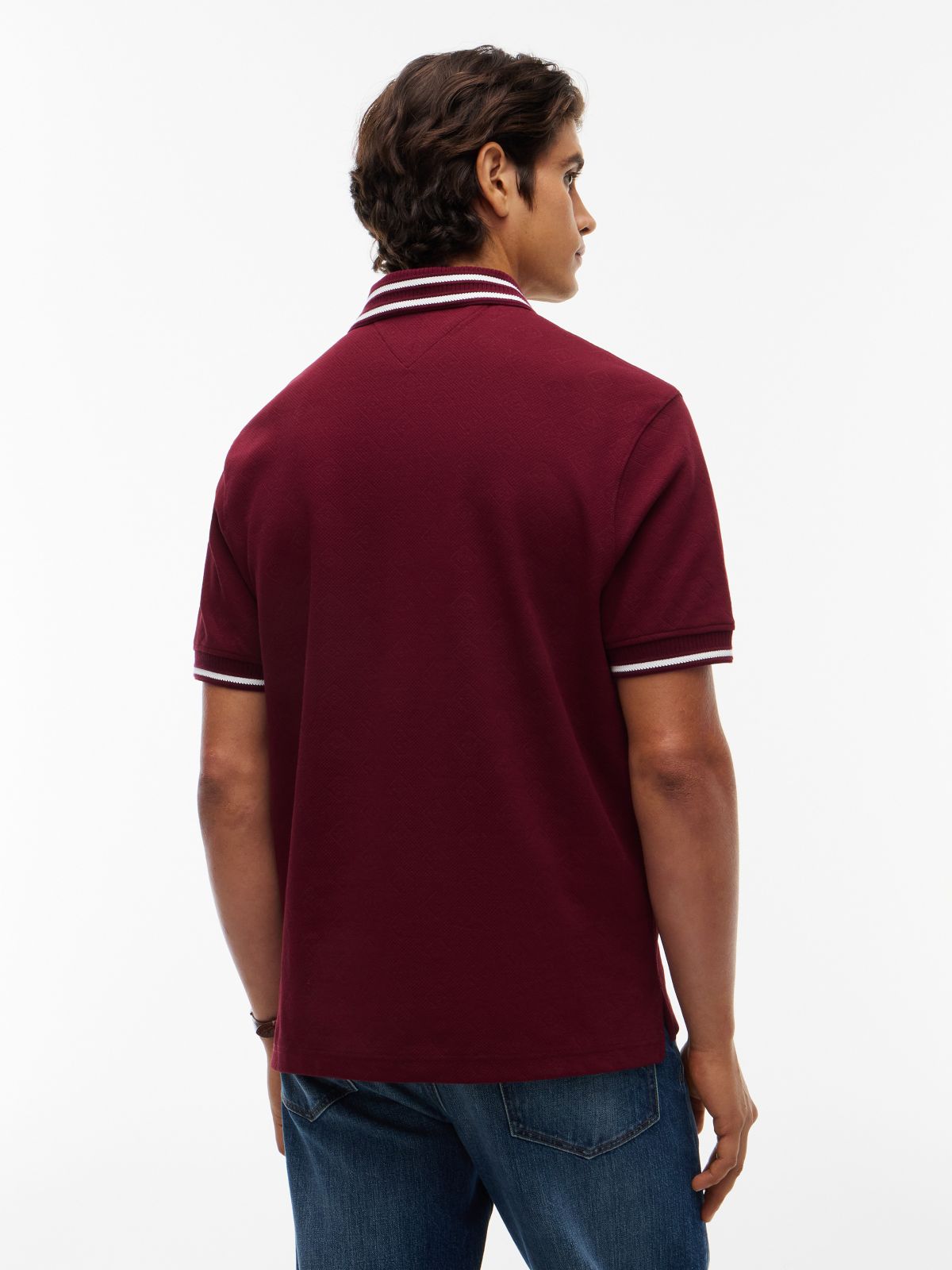 Regular Fit Foulard Jacquard Polo — Burgundy