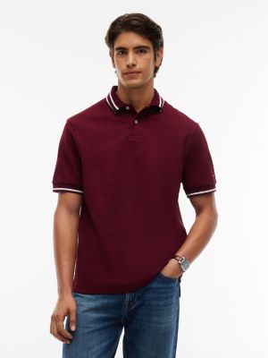 Regular Fit Foulard Jacquard Polo, Burgundy