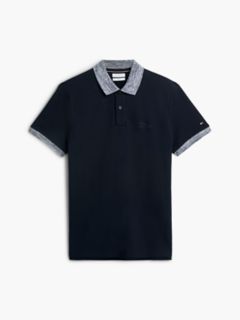 Regular Fit Heathered Trim Pique Polo — Navy Blue 5