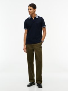 Regular Fit Heathered Trim Pique Polo — Navy Blue 2