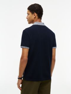 Regular Fit Heathered Trim Pique Polo — Navy Blue 4