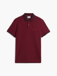 Regular Fit Heathered Trim Pique Polo — Burgundy 5