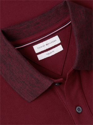 Мужское поло Tommy Hilfiger Regular Fit Heathered Trim Pique Polo, цвет: Бордовый — фото 6