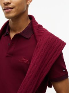 Regular Fit Heathered Trim Pique Polo — Burgundy 3