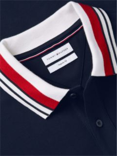 Regular Fit Striped Collar Pique Polo — Navy Blue 6