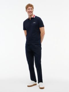 Regular Fit Striped Collar Pique Polo — Navy Blue 2