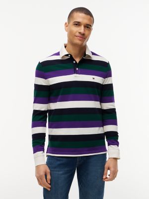 Regular Fit Rugby Stripe Pique Polo, Tuscan Grape