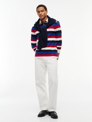 Мужское поло Tommy Hilfiger Regular Fit Rugby Stripe Pique Polo, цвет: Красный — фото 2