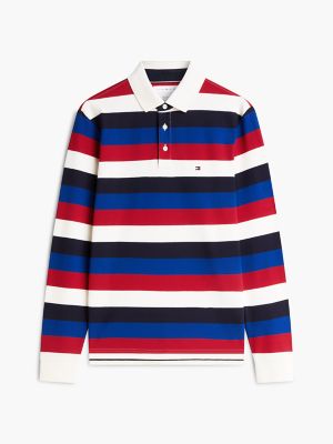 Мужское поло Tommy Hilfiger Regular Fit Rugby Stripe Pique Polo, цвет: Красный — фото 5