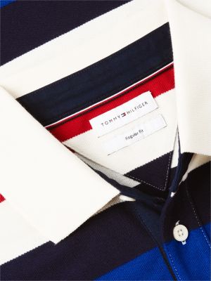 Мужское поло Tommy Hilfiger Regular Fit Rugby Stripe Pique Polo, цвет: Красный — фото 6