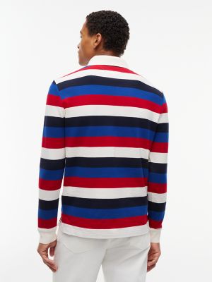 Мужское поло Tommy Hilfiger Regular Fit Rugby Stripe Pique Polo, цвет: Красный — фото 4