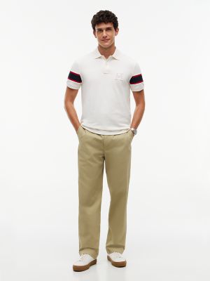 Мужское поло Tommy Hilfiger Regular Fit Embroidered H-Logo Polo, цвет: Слоновая кость — фото 2