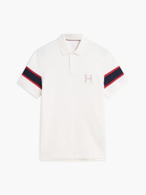 Мужское поло Tommy Hilfiger Regular Fit Embroidered H-Logo Polo, цвет: Слоновая кость — фото 5
