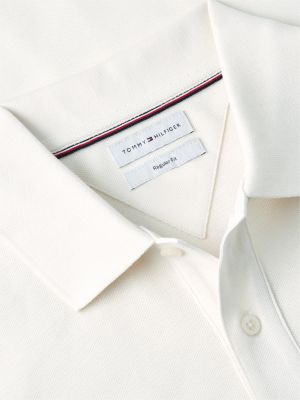 Мужское поло Tommy Hilfiger Regular Fit Embroidered H-Logo Polo, цвет: Слоновая кость — фото 6