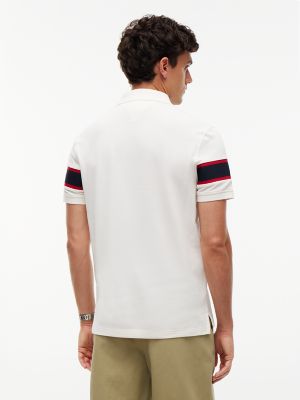 Мужское поло Tommy Hilfiger Regular Fit Embroidered H-Logo Polo, цвет: Слоновая кость — фото 4