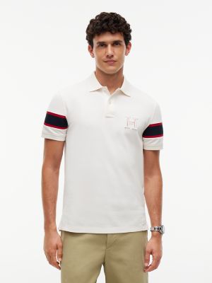 Мужское поло Tommy Hilfiger Regular Fit Embroidered H-Logo Polo, цвет: Слоновая кость