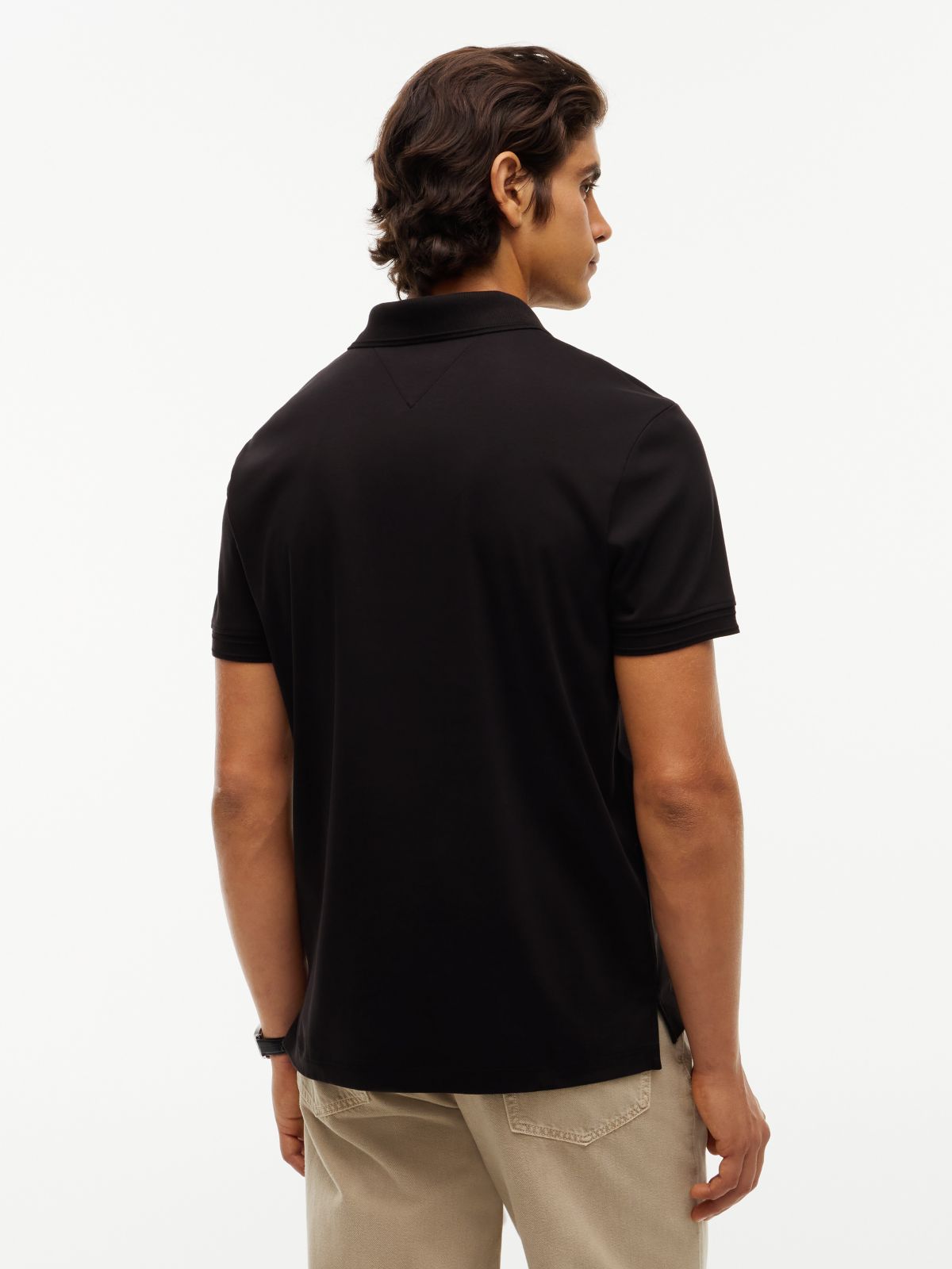 Regular Fit Crest Patch Interlock Polo — Black