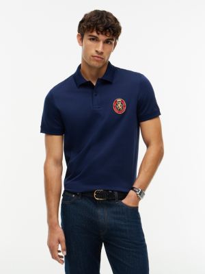 Regular Fit Crest Patch Interlock Polo, Carbon Navy
