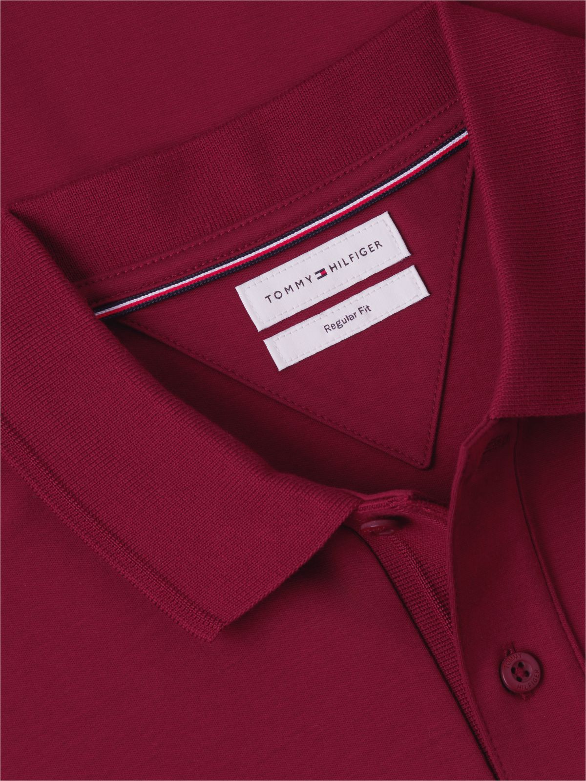 Regular Fit Crest Patch Interlock Polo — Burgundy