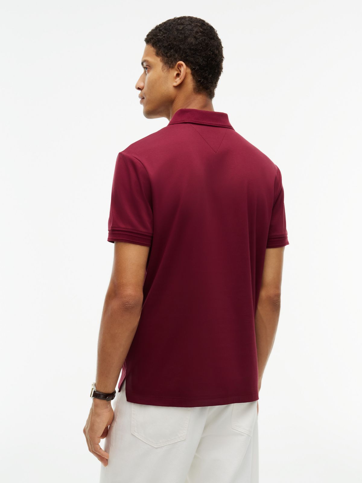 Regular Fit Crest Patch Interlock Polo — Burgundy
