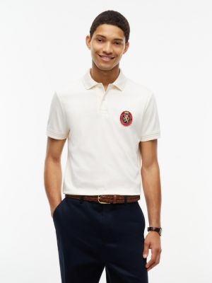 Regular Fit Crest Patch Interlock Polo, Ivory Petal