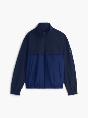 Мужская куртка Tommy Hilfiger Water-Repellent Two-Tone Track Jacket, цвет: Карбоновый тёмно-синий — фото 5