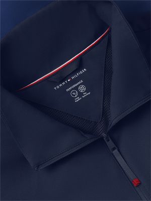 Мужская куртка Tommy Hilfiger Water-Repellent Two-Tone Track Jacket, цвет: Карбоновый тёмно-синий — фото 6