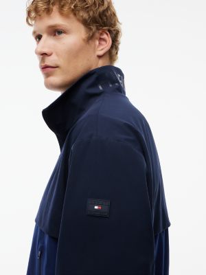 Мужская куртка Tommy Hilfiger Water-Repellent Two-Tone Track Jacket, цвет: Карбоновый тёмно-синий — фото 3