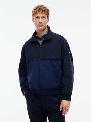 Мужская куртка Tommy Hilfiger Water-Repellent Two-Tone Track Jacket, цвет: Карбоновый тёмно-синий — фото 1