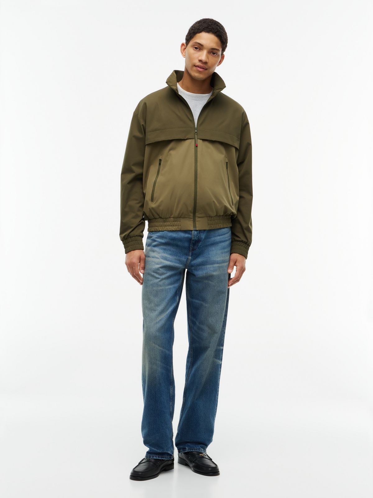 Water-Repellent Two-Tone Track Jacket — Huntsman Green