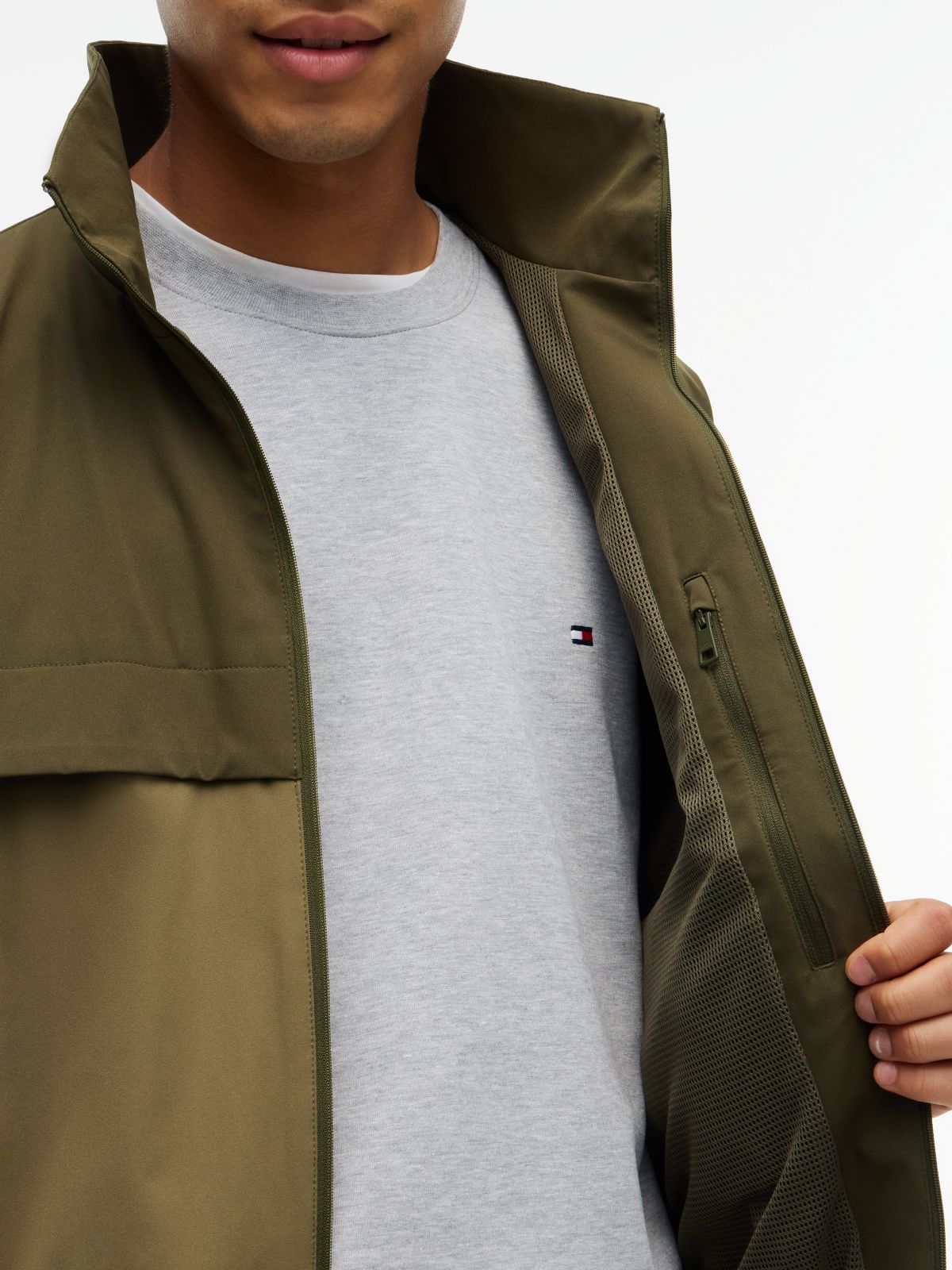 Water-Repellent Two-Tone Track Jacket — Huntsman Green