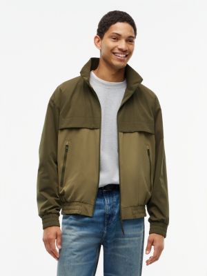 Water-Repellent Two-Tone Track Jacket, Huntsman Green