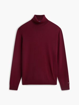 Мужской топ Tommy Hilfiger New York Label Wool Turtleneck, цвет: Бордовый — фото 5