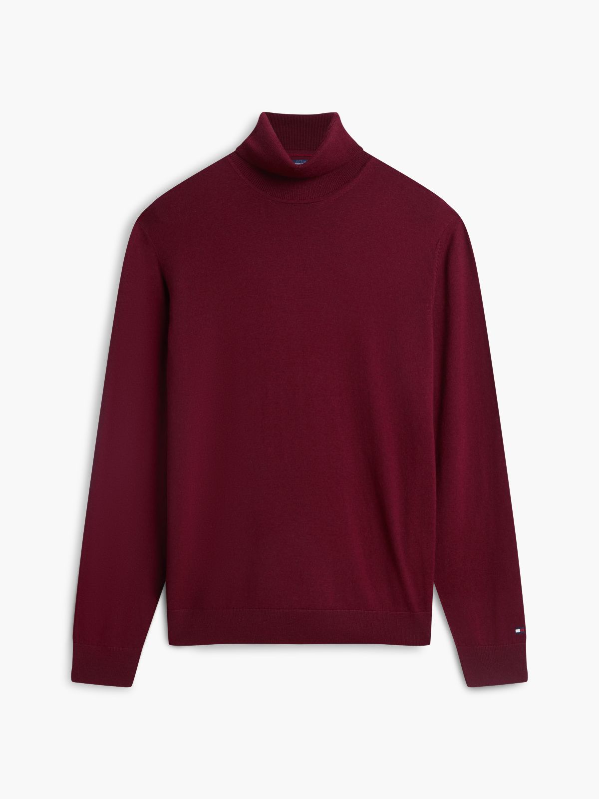 New York Label Wool Turtleneck — Burgundy