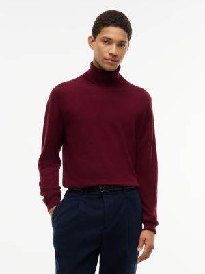 New York Label Wool Turtleneck, Burgundy