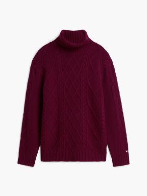 Мужские свитеры Tommy Hilfiger New York Label Wool-Blend Turtleneck, цвет: Бордовый — фото 5