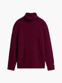 New York Label Wool-Blend Turtleneck — Burgundy 5