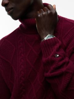New York Label Wool-Blend Turtleneck — Burgundy 3